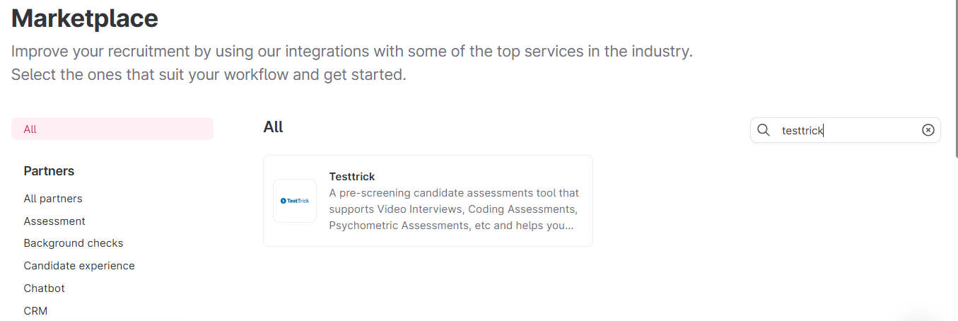 TestTrick Integration Step 1